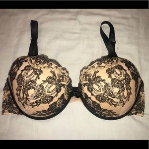Custom made in France nude/black lace 34D Bra